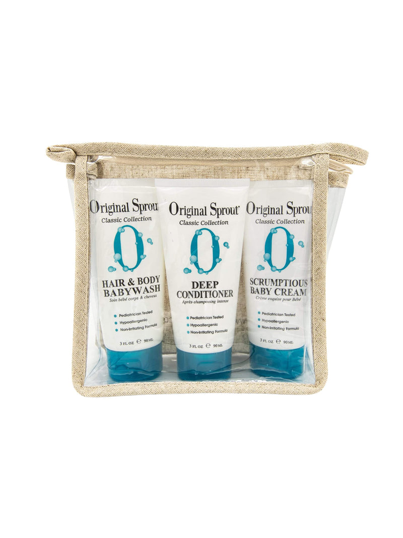 Original Sprout Travel Trio Kit (Deep Conditioner, Baby Cream, and Hair and Body Wash). Safe, Effective, Dermatologist Tested Products Perfect for Infants, Babies & Toddlers and Sensitive Skin - BeesActive Australia