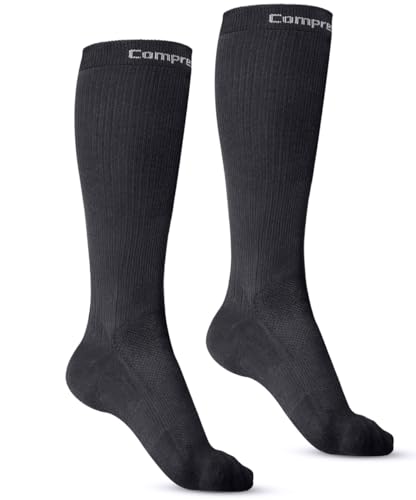CompressionZ 30-40 mmHg Knee High Compression Socks, Men & Women Medium Black