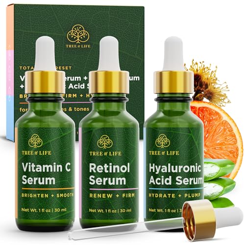 Tree of Life Face Serum Skin Care, Facial Serum for Women and Men, Set of 3 1. Glow & Renew