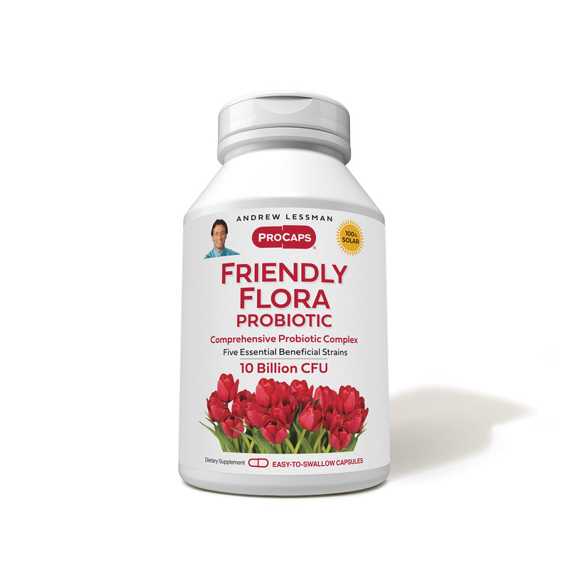 ANDREW LESSMAN ProCaps Friendly Flora Probiotic 10 Billion CFU,180 Capsules | 10 Billion CFU, Five Probiotic Strains, Supports Daily Digestive and Immune Health 180 Count (Pack of 1)