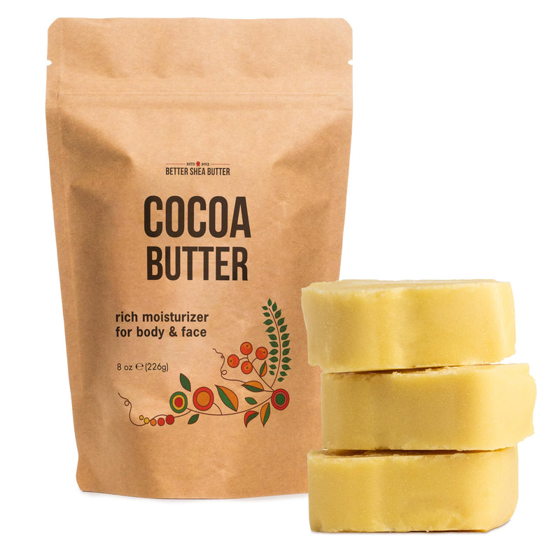 Better Shea Butter Cocoa Butter - 8 oz Block, Deeply Moisturizes Skin, Diminishes Scars, Stretch Marks, Soothes Dry Skin Bar 8 Ounce (Pack of 1) - BeesActive Australia
