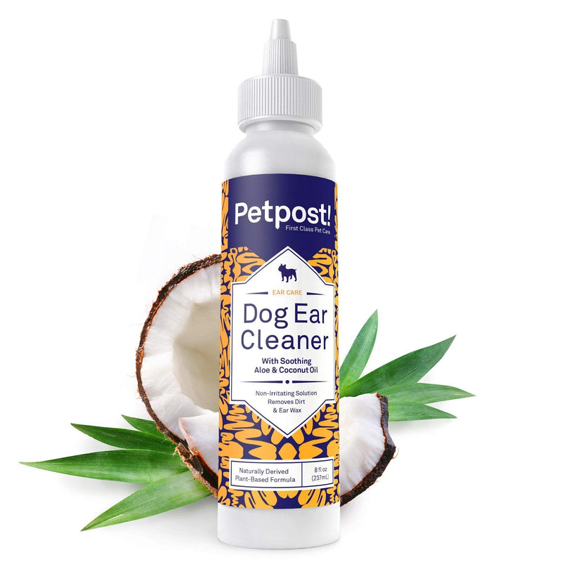 Petpost | Dog Ear Cleaner - Natural Coconut Oil Solution - Best Remedy for Odor - Dog Ear Problems - Chemical & Irritant Free 8 oz. - PawsPlanet Australia