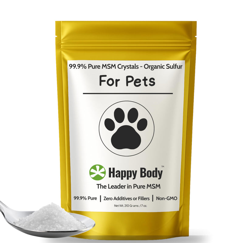 Pure MSM for Dogs & Cats | 99.9% Pure MSM Crystals | Organic Sulfur for Joint Support, Mobility, Skin & Coat | 100% Additive-Free | 7 oz / 210 g Bag 1 x 7oz Pack (30 - 90 Day Supply)