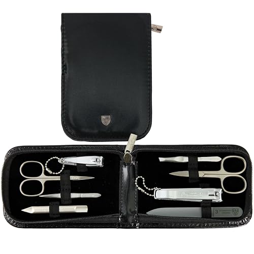 3 Swords Germany – manicure pedicure set kit (774) BLACK - SYNTHETIC LEATHER