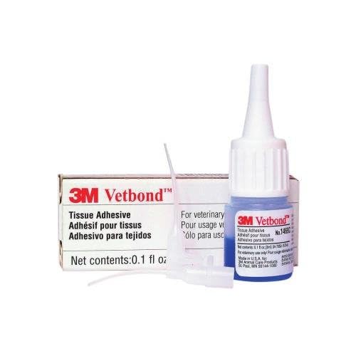 3M Vetbond Veterinary Tissue Glue 3ml – Fast-Acting Waterproof Wound Sealant for Pets, Strong Surgical Adhesive, Blue-Tinted for Precise Application
