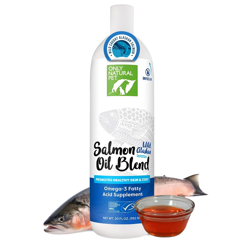 Only Natural Pet Wild Alaskan Salmon Oil for Dogs & Cats - Omega 3 & 6 Liquid Food Supplement for Pets - EPA & DHA Fish Oils, All Natural Joint Support, Promote Healthy Skin, Coat & Heart - 20 Fl Oz 20 Ounce (Pack of 1) - PawsPlanet Australia