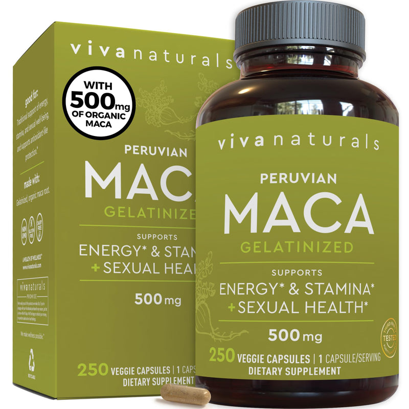 Peruvian Maca Root Supplement for Women & Men, 500mg - Traditionally Used to Support Sexual Well-Being, Stamina & Endurance - 250 Yellow Maca Root Powder Capsules - BeesActive Australia
