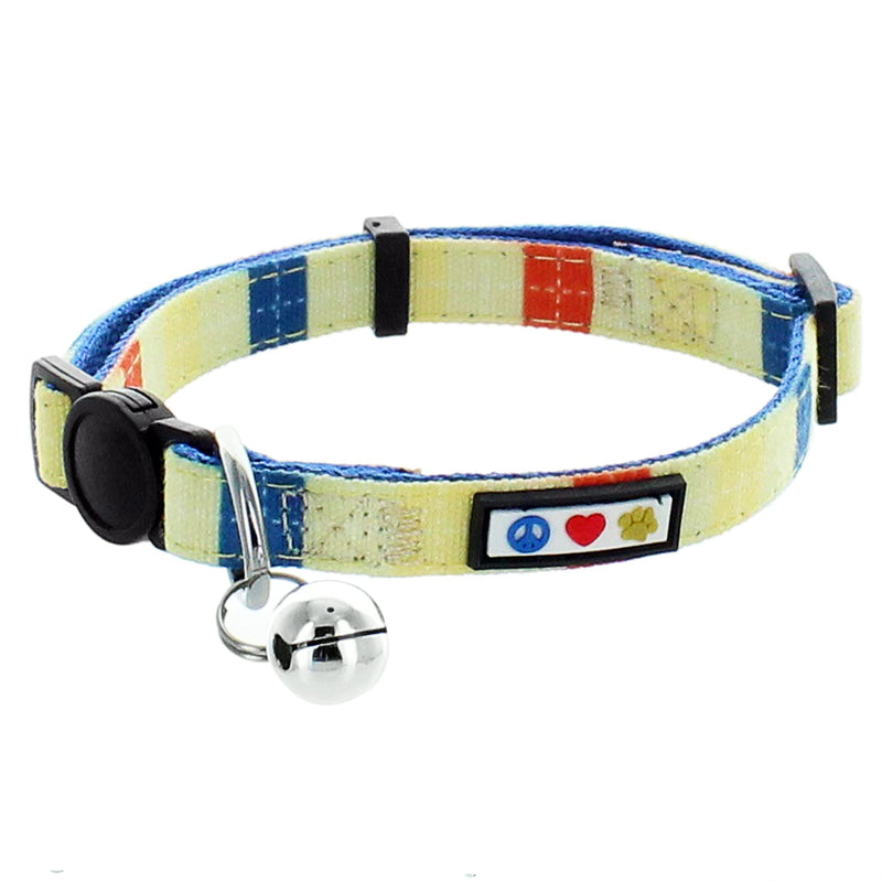 Pawtitas Pet Multicolor Cat Collar with Safety Buckle and Removable Bell Cat Collar Kitten Collar Yellow/Blue/Orange Cat Collar 🍭 Multicolor Yellow / Blue / Orange - BeesActive Australia