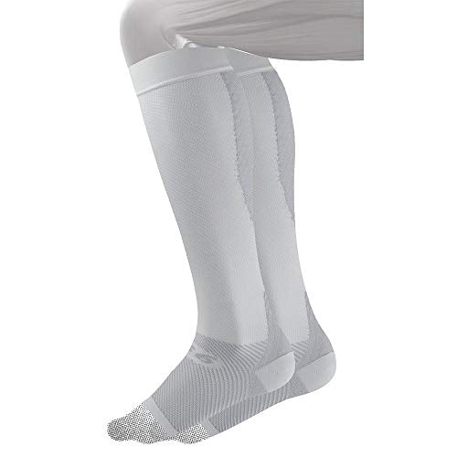 OS1st FS6+ Performance Foot/Calf Sleeves for Plantar Fasciitis pain relief, heel pain, shin splints and arch support (White, Small) White