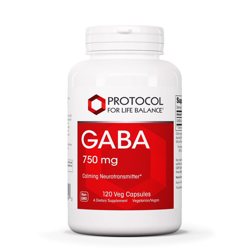 PROTOCOL FOR LIFE BALANCE GABA 750mg, Brain Support*, 120 Veg Caps | Amino Acids Supplement*, brain Supplement*, GABA Formulation, Gluten-Free, Kosher, Dairy-Free, and Non-GMO