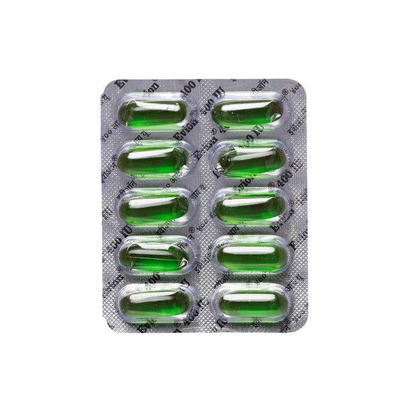 50 Evion Capsules Vitamin E For Glowing Face,Strong Hair,Acne,Nails, Glowing Skin 400mg