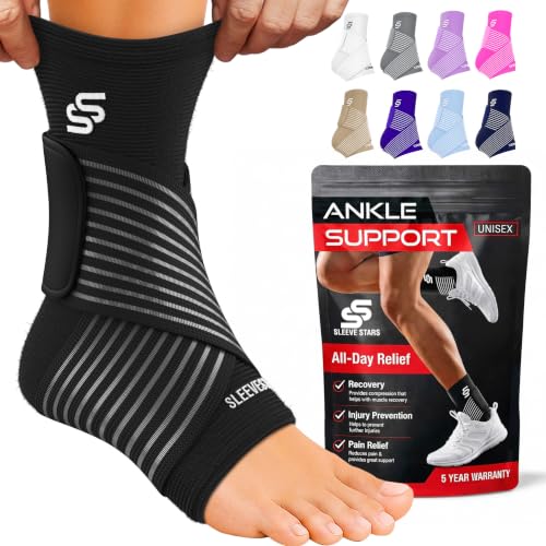 Sleeve Stars Ankle Brace Men & Women Support (Single/M:10"-12"/Black) Medium Black 1