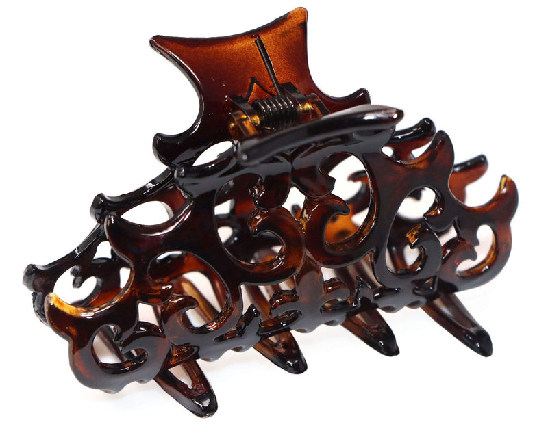 Parcelona French Beau Tortoise Shell Medium 3 1/2" Cellulose Acetate Made in France Jaw Hair Claw Clip Clutcher Clamp for Women and Girls - BeesActive Australia