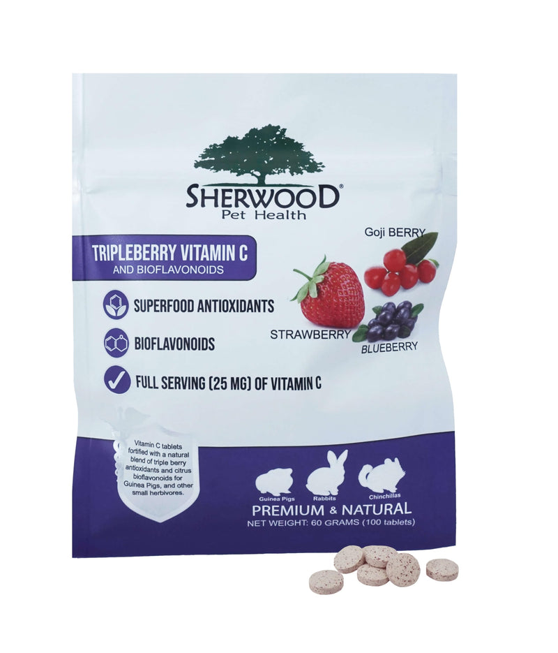 Tripleberry Vitamin C and Bioflavonoids by Sherwood Pet Health (100 Tablets - 60 Grams) - PawsPlanet Australia