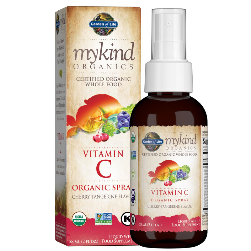 Garden of Life Organics Vitamin C for Kids and Adults, Organic Vitamin C Spray for Skin Health - Cherry Tangerine, Vitamin C Supplement Antioxidant for Immune Support, 2 fl oz Liquid Drops Cherry-Tangerine 2 Fl Oz (Pack of 1) - BeesActive Australia