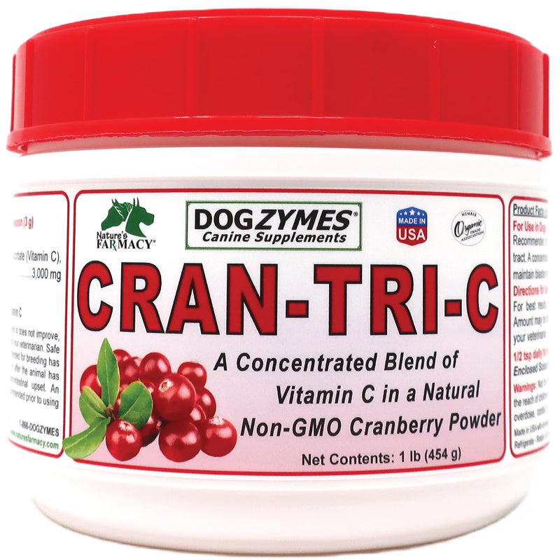 Dogzymes Cran Tri C Urinary Tract Support, Vitamin C Blend, 1418mg per Teaspoon (1 Pound) - PawsPlanet Australia