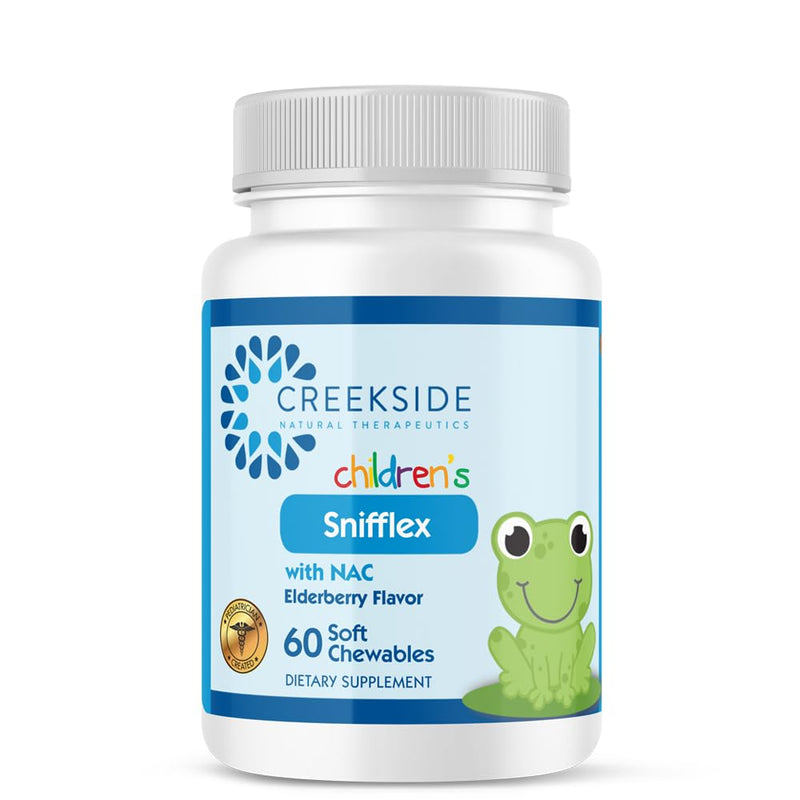 Creekside Naturals Snifflex, Cold and Allergy Relief for Children, Elderberry for Immune Support, Pediatrician Formulated, NAC, Quercetin, Bromelain, Zero Sugar, Plant-Based, Vegan, 60 Soft Chewables - BeesActive Australia