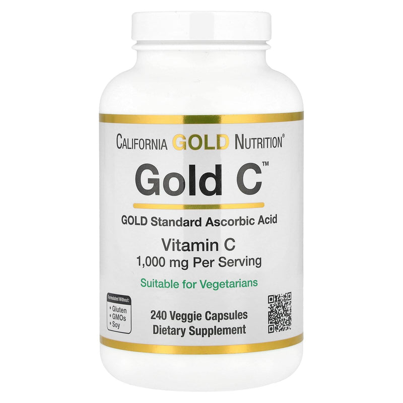 California Gold Nutrition Gold C USP Grade Vitamin C Supplement - Immune Support & Seasonal Wellness - Vegetarian Friendly - Gluten Free, Non-GMO - 1000 mg - 240 Veggie Capsules | 240 Veggie Capsules, USP Grade, Immune Support & Seasonal Wellness, Vege...