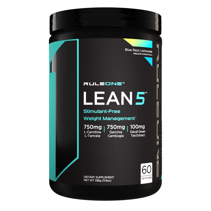 Rule 1 R1 Lean5, Blue Razz Lemonade - 11.9 oz - Stimulant-Free Formula with CLA, Garcinia Cambogia Extract & Carnitine - 60 Servings - BeesActive Australia