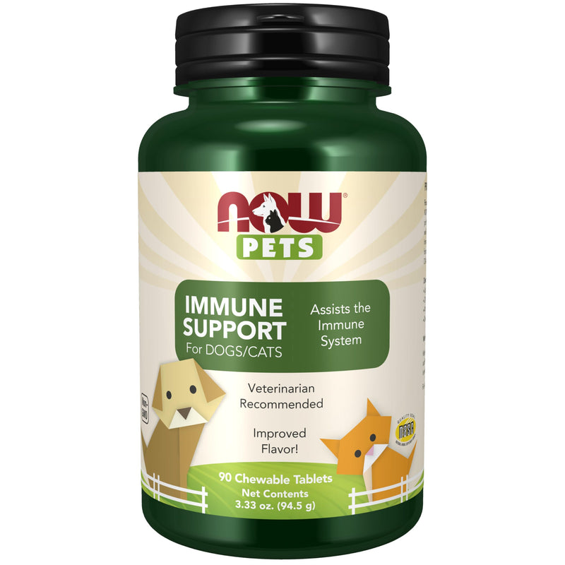 NOW Pet Health, Immune Support Supplement, Formulated for Cats & Dogs, NASC Certified, 90 Chewable Tablets 90 Chewables