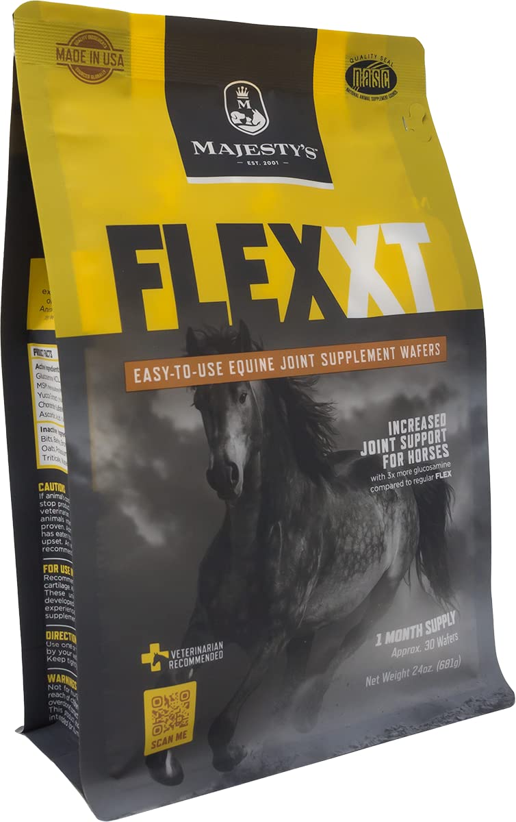 Majesty's Flex XT Wafers - Superior Horse / Equine Joint Support With Increased Supplement Levels - Glucosamine, MSM, Yucca, Vitamin C - 30 Count (1 Month Supply)