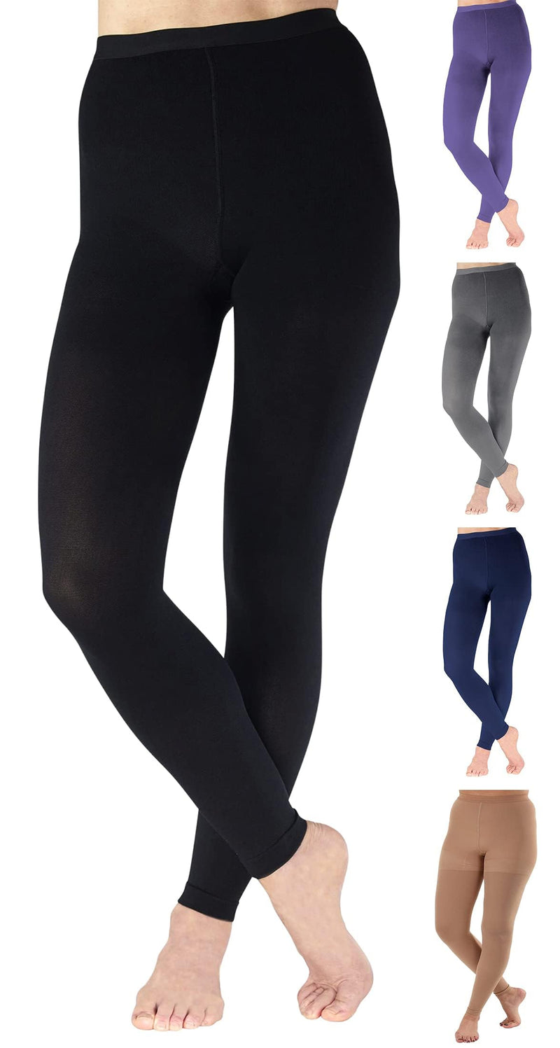 Compression Leggings for Women 20-30mmHg - Footles High Waist Compression Tights for Circulation during Pregnancy, Sports, Workout, Running - Black, Medium - A717BL2