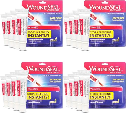 WoundSeal Powder 4 Each (Pack of 4) - Wound Care First Aid for Cuts, Scrapes and Abrasions - Stops Bleeding in Seconds Without Stitches or Bandages 4 Count (Pack of 4)