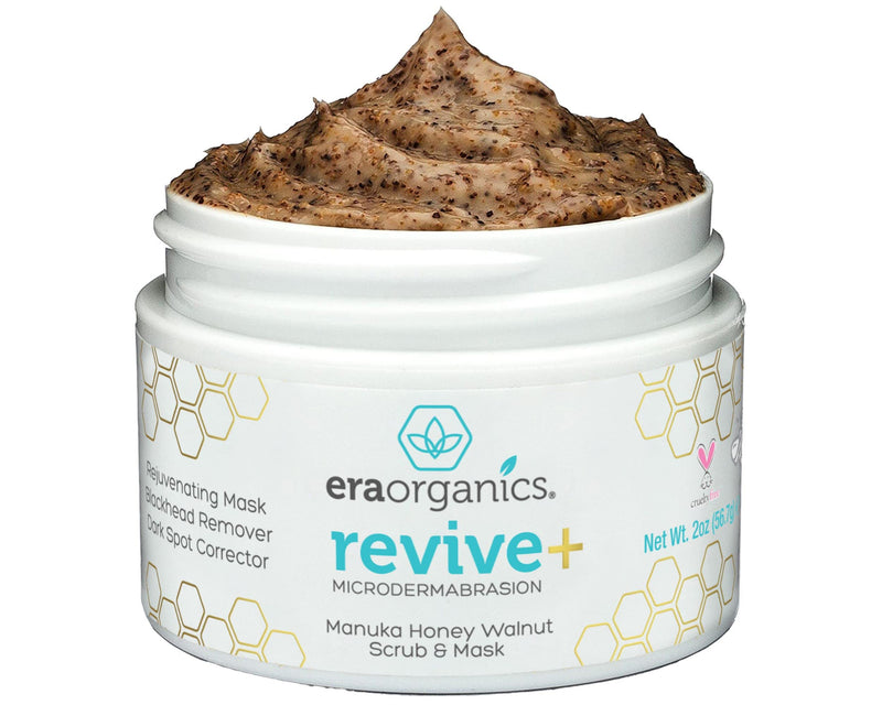 Era Organics Microdermabrasion Facial Scrub & Face Exfoliator - Spa Quality Exfoliating Face Mask with Manuka Honey & Walnut - Moisturizing Facial Exfoliant for Dry Skin, Blackheads & Wrinkles (2 oz) 2 Ounce (Pack of 1) - BeesActive Australia