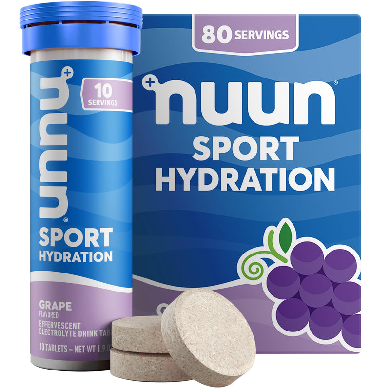 Nuun Sport Electrolyte Tablets Grape, GF & Vegan, 8 Pack | 80 Servings with Magnesium, Calcium, Potassium, Chloride & Sodium, Gluten Free & Vegan 80 Count (Pack of 1)