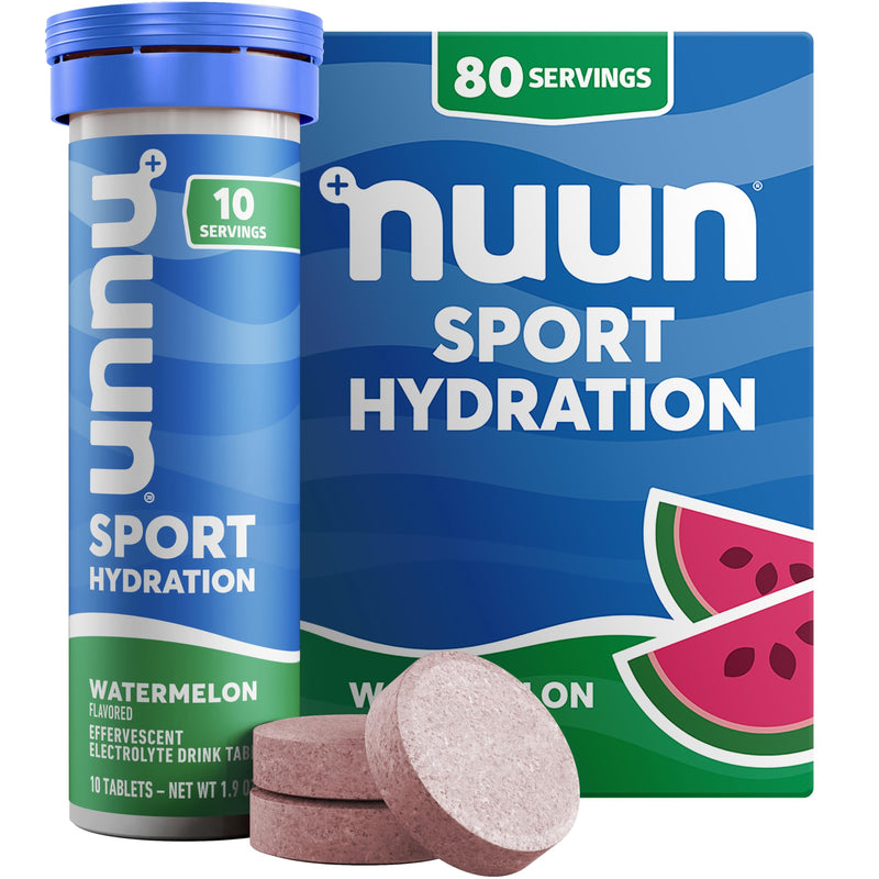 Nuun Sport Electrolyte Tablets, Watermelon Flavor, GF & Vegan, 8 Pack | 80 Servings with Magnesium, Calcium, Potassium, Chloride & Sodium, Gluten Free & Vegan 80 Count (Pack of 1)