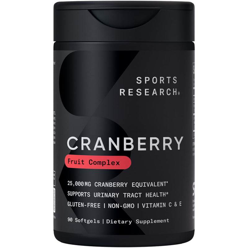 Sports Research® Cranberry Fruit Complex 500mg, 90 Softgels | Supports Urinary Tract Health* · Made with Pacran®­ & Vitamins C & E | Non-GMO, Gluten Free - 45 Servings