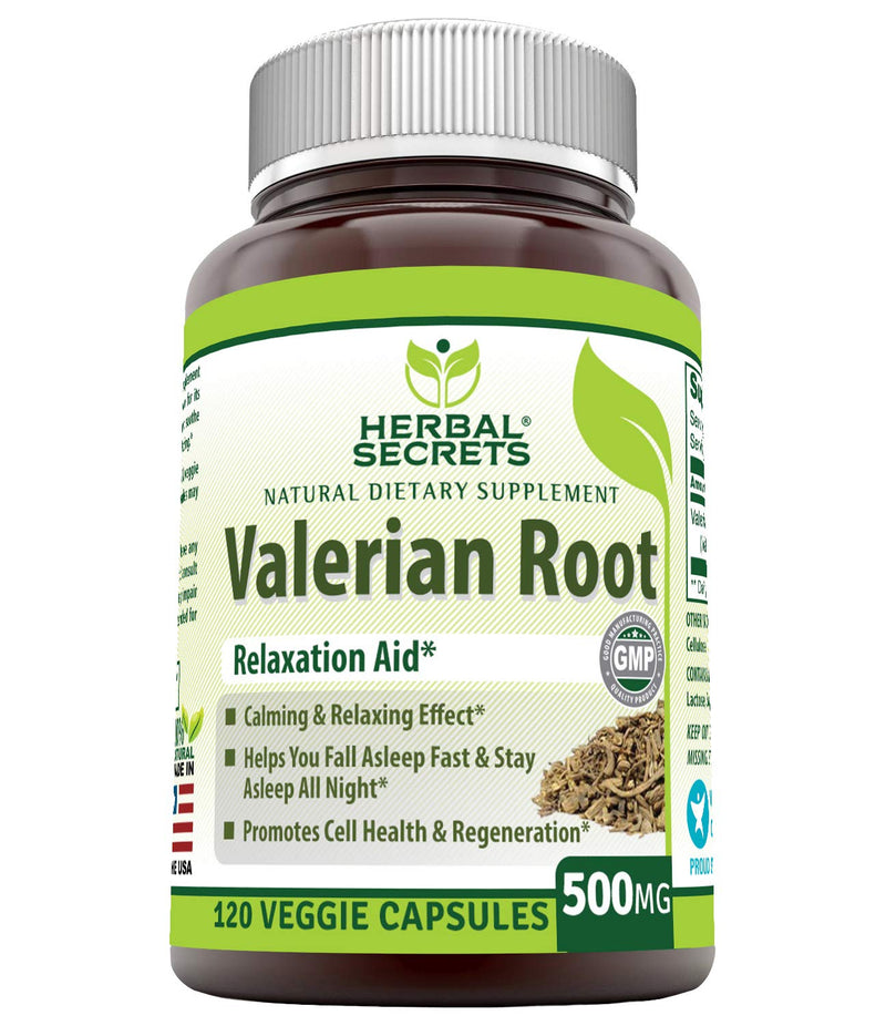 Herbal Secrets Valerian Root 500mg 120 Veggie Capsules Supplement | Non-GMO | Gluten Free | Made in USA 1 Count (Pack of 1) - BeesActive Australia