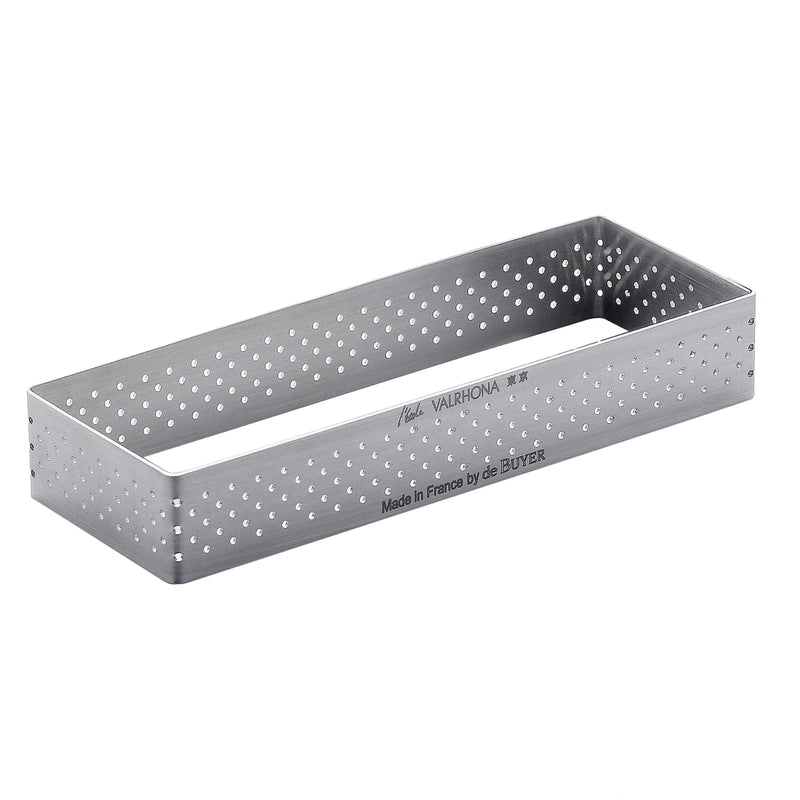 de Buyer Perforated Rectangular Tart Ring - 11” x 4.3” x 0.8” - Perfect for Baking Beautifully Crisp Tarts - Easy to Use & Clean - Made in France 11" x 4.3" Silver - BeesActive Australia