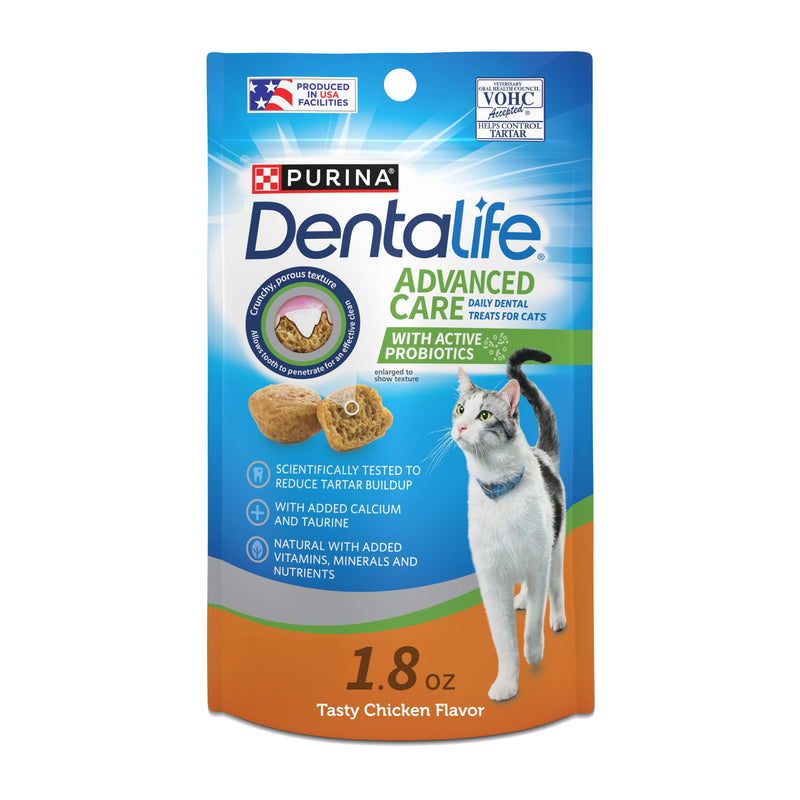 Purina DentaLife Made in USA Facilities Cat Dental Treats, Tasty Chicken Flavor - (Pack of 10) 1.8 oz. Pouches 1.8 Ounce (Pack of 10) - PawsPlanet Australia