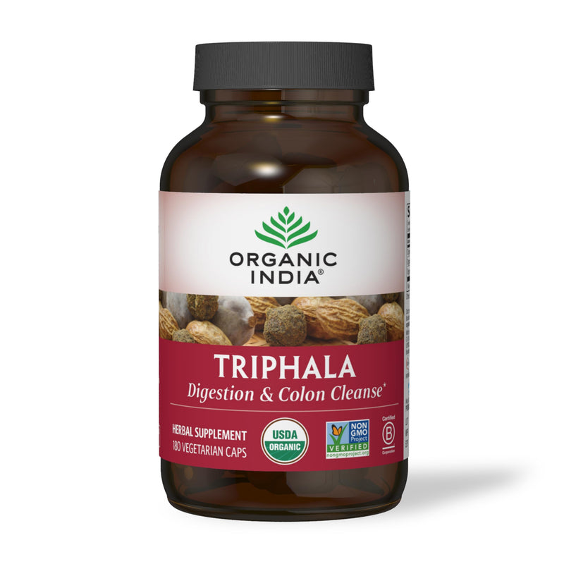 Organic India Triphala Capsules Organic - Herbal Supplement with Amla, Bibhitaki, Haritaki, Digestion & Colon Support, Immune System Support, Adaptogen, Vegan, USDA Certified Organic - 180 Capsules 180 Count (Pack of 1) - BeesActive Australia