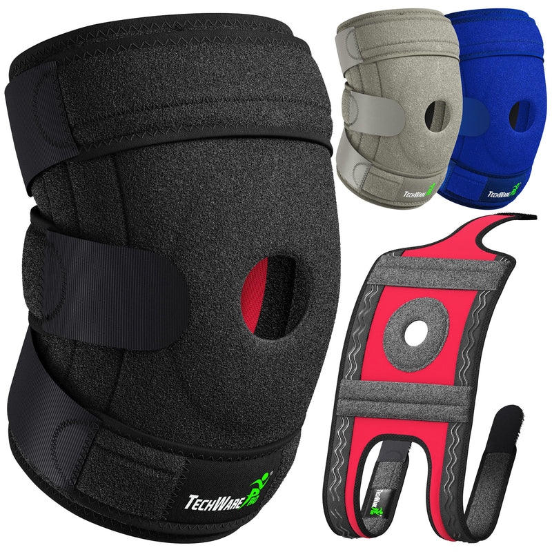 TechWare Pro Knee Brace Support - Knee Braces for Knee Pain. Relieves ACL, LCL, MCL, Meniscus Tear, Arthritis, Tendonitis Pain. Dual Stabilizers Non Slip Neoprene. Adjustable Bi-Directional Straps -5 Sizes Black Large - BeesActive Australia