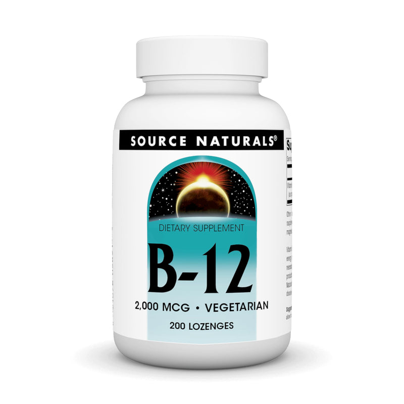 Source Naturals, Vitamin B-12-2000 mcg - 200 Vegetarian Lozenges | Supports Energy Production