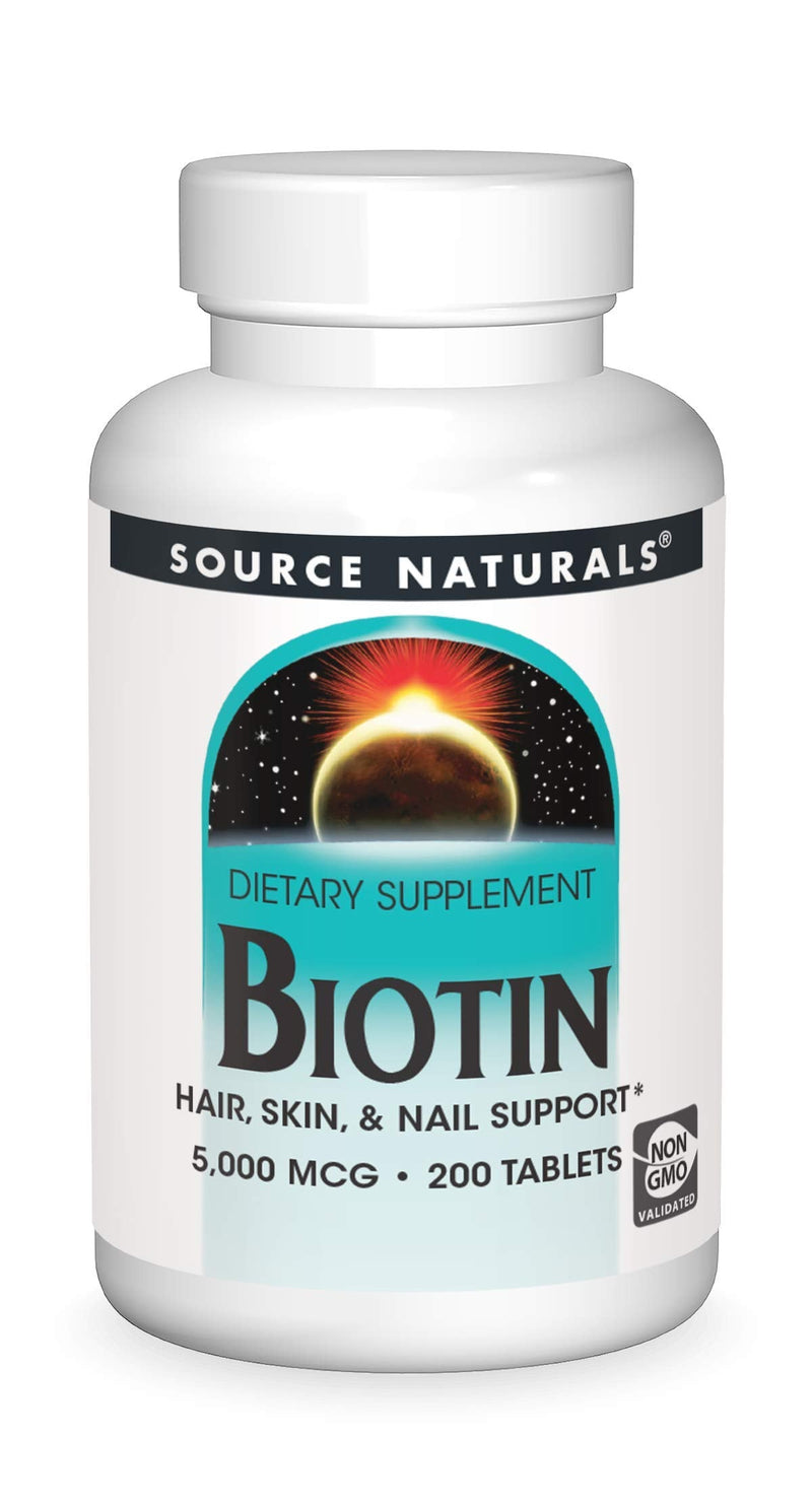 Source Naturals, Biotin 5,000mcg - 200 Tablets | Hair, Skin, & Nail Support