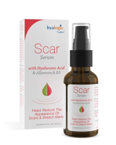 Hyalogic Scar Serum with Hyaluronic Acid, Allantoin & Panthenol – Vegan, Gluten & Cruelty-Free Scar Treatment – Smooths & Lessens Scar Hyperpigmentation for Healthy Skin (0.47 fl oz) Standard Packaging