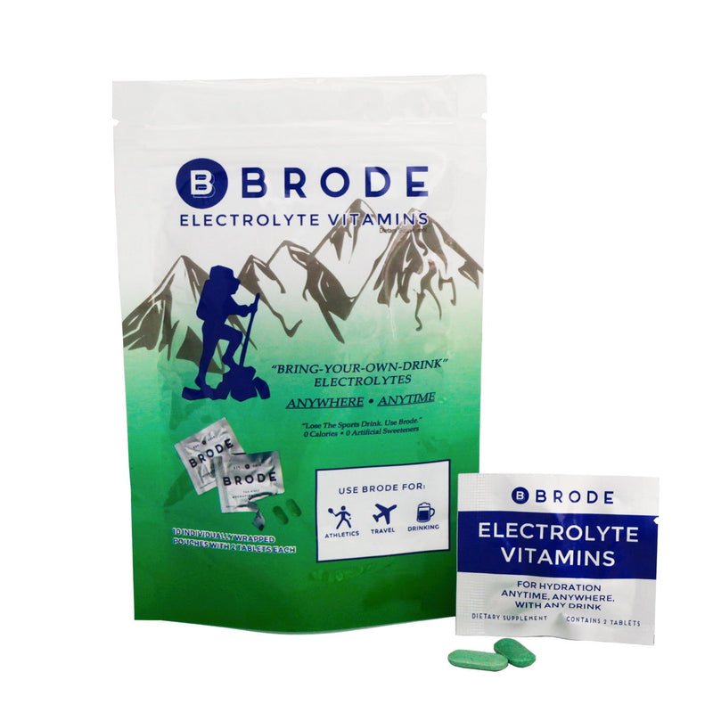 Brode Electrolyte Vitamin - Portable Zero-Sugar Electrolyte Tablets - No Gross Flavor - for Sports, Nightlife, Jetlag, 5 Essential Electrolytes + 9 Vitamins 10
