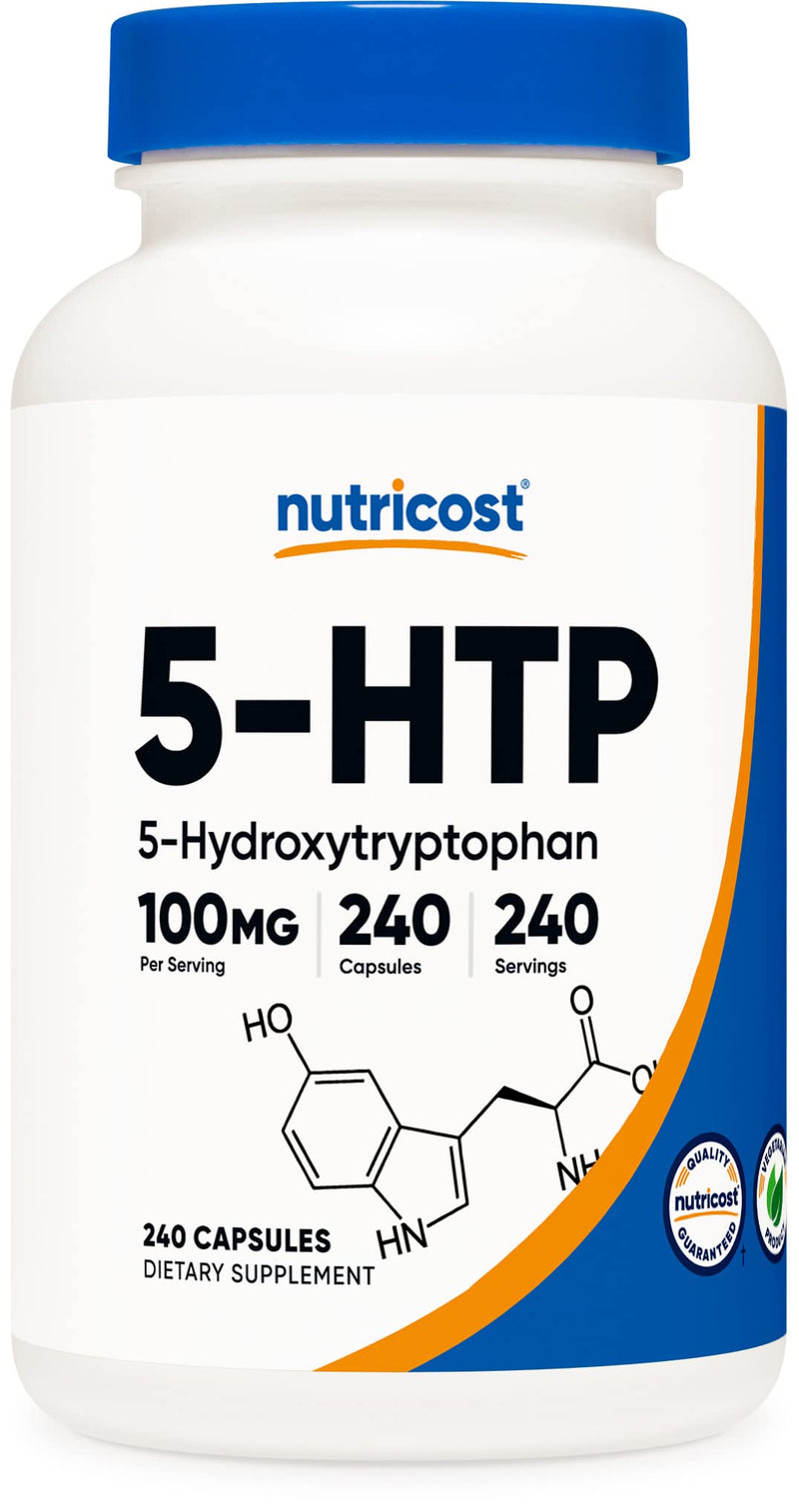 Nutricost 5-HTP 100mg, 240 Vegetarian Capsules (5-Hydroxytryptophan) - Non-GMO & Gluten Free 240 Count (Pack of 1) - BeesActive Australia