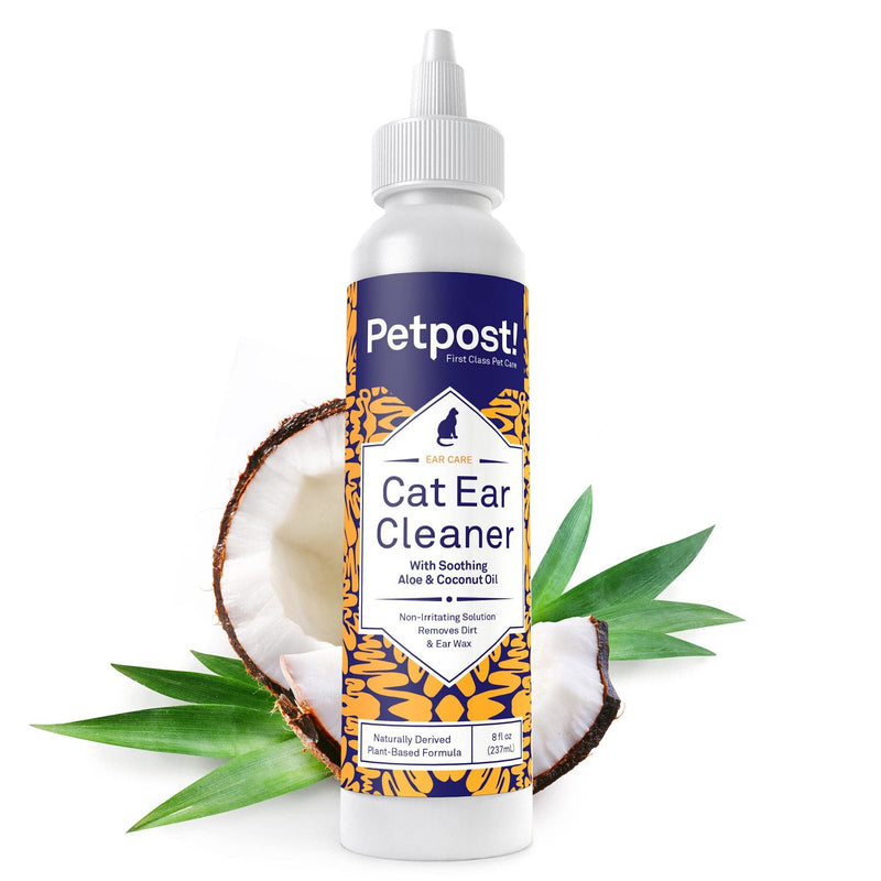 Petpost | Cat Ear Cleaner - Best Ear Remedy for Cats - Natural Coconut Oil Treatment Drops - Alcohol & Medicine Free - 8 oz. 8 oz. - BeesActive Australia