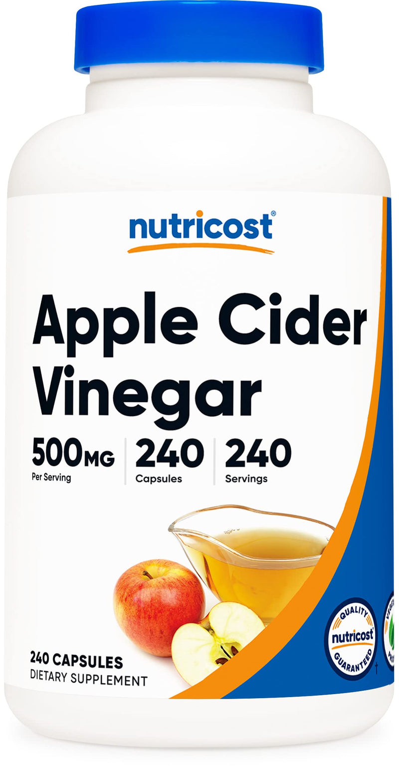 Nutricost Apple Cider Vinegar Capsules 500mg, 240 Vegetarian Capsules - Natural, Vegetarian, GMP, Non-GMO and Gluten Free 240 Count (Pack of 1) - BeesActive Australia