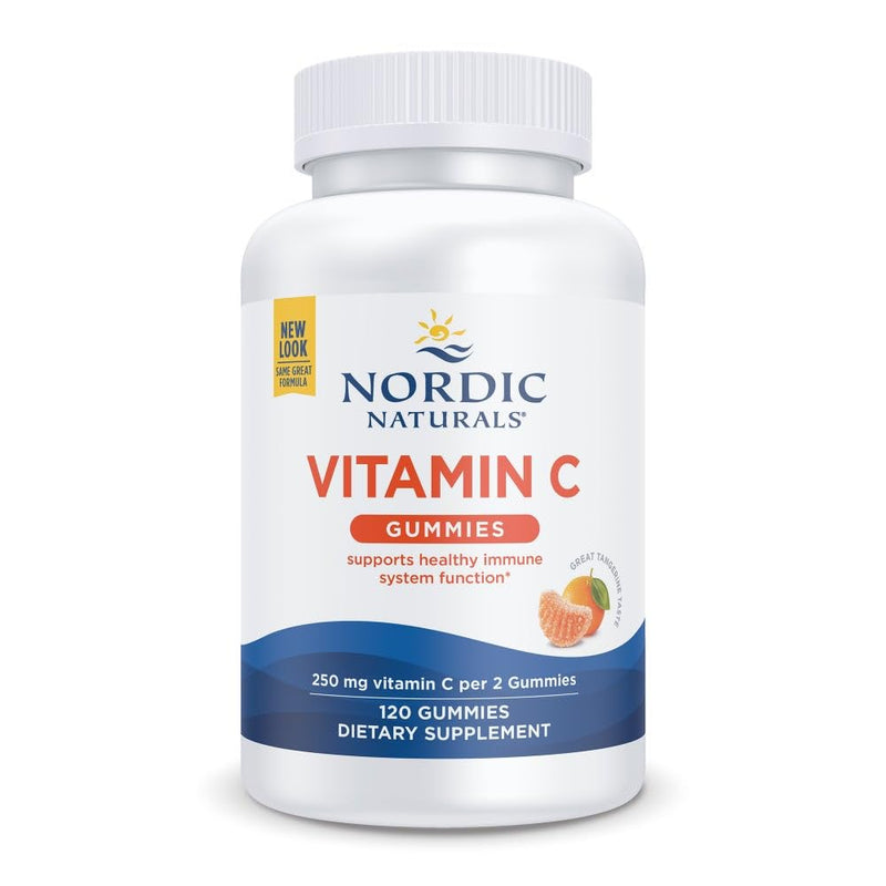 Nordic Naturals Vitamin C Gummies, Tart Tangerine - 120 Gummies - 250 mg Vitamin C - Immune Support, Antioxidant Protection, Child Growth & Development - Non-GMO, Vegan - 60 Servings 120 Count (Pack of 1) - BeesActive Australia