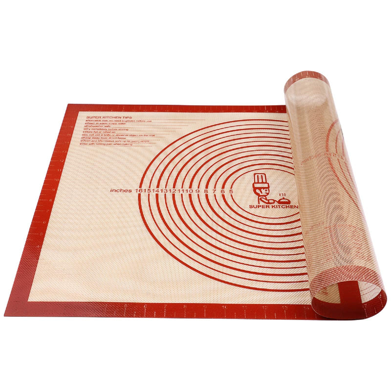 Non-slip Pastry Mat Extra Large with Measurements 28''By 20'' for Silicone Baking/ Counter Mat, Dough Rolling Mat,Oven Liner,Fondant/Pie Crust Mat By Folksy Super Kitchen Red 20×28 - BeesActive Australia