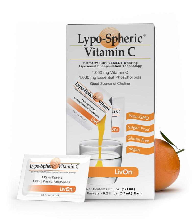 LivOn Laboratories Lypo-Spheric Vitamin C, 1000 mg Vitamin C and Essential Phospholipids Per Packet, Liposome Encapsulated for Improved Absorption, Non-GMO, 0.2 Fl Oz (Pack of 30) 30 Count (1 Pack)