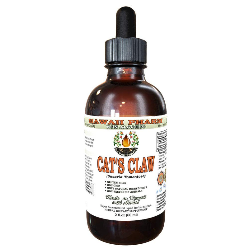 Hawaii Pharm Cat's Claw Alcohol-Free Liquid Extract, Cat's Claw (Uncaria Tomentosa) Dried Inner Bark Glycerite Natural Herbal Supplement 2 oz 2 Fl Oz (Pack of 1)
