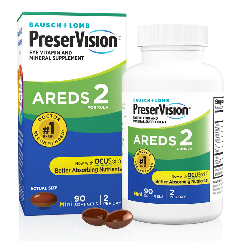 PreserVision AREDS 2 Eye Vitamins Lutein Zeaxanthin Supplement 90 Softgels | #1 eye doctor recommended brand1, AREDS 2 formula, lutein, zeaxanthin, vitamin C, zinc, macular support*, easy-swallow AREDS 2 Minigel