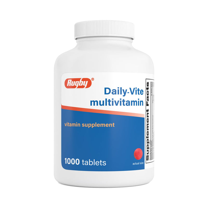 Rugby Daily-Vite Multivitamin Tablets for Adults, 1000 Count (1 Pack) | Gluten-Free Daily Dietary Supplement, Supports Overall Health, Multivitamin Formula with Essential Nutrients