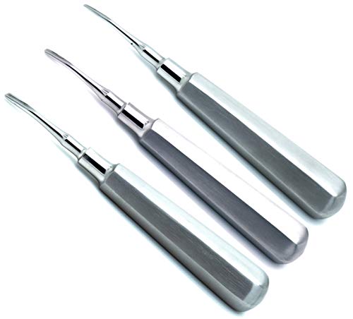 3 Pcs Dental Elevator Root Curved Tip 2mm 3mm 4mm Set — ISO 9001 | CE Marked — Premium Instruments